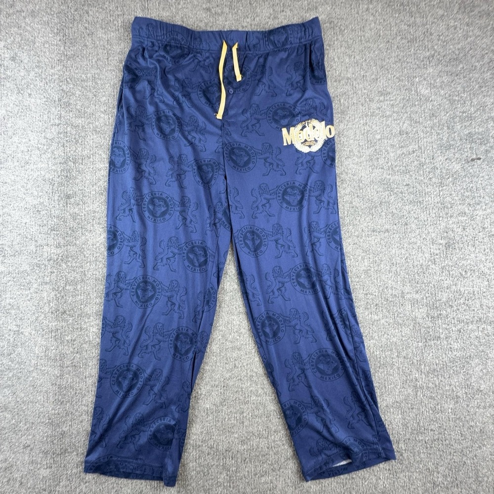 Modelo Pajama Pants Mens XL Blue Graphic Beer Logo Lounge Sleepwear Drawstring
